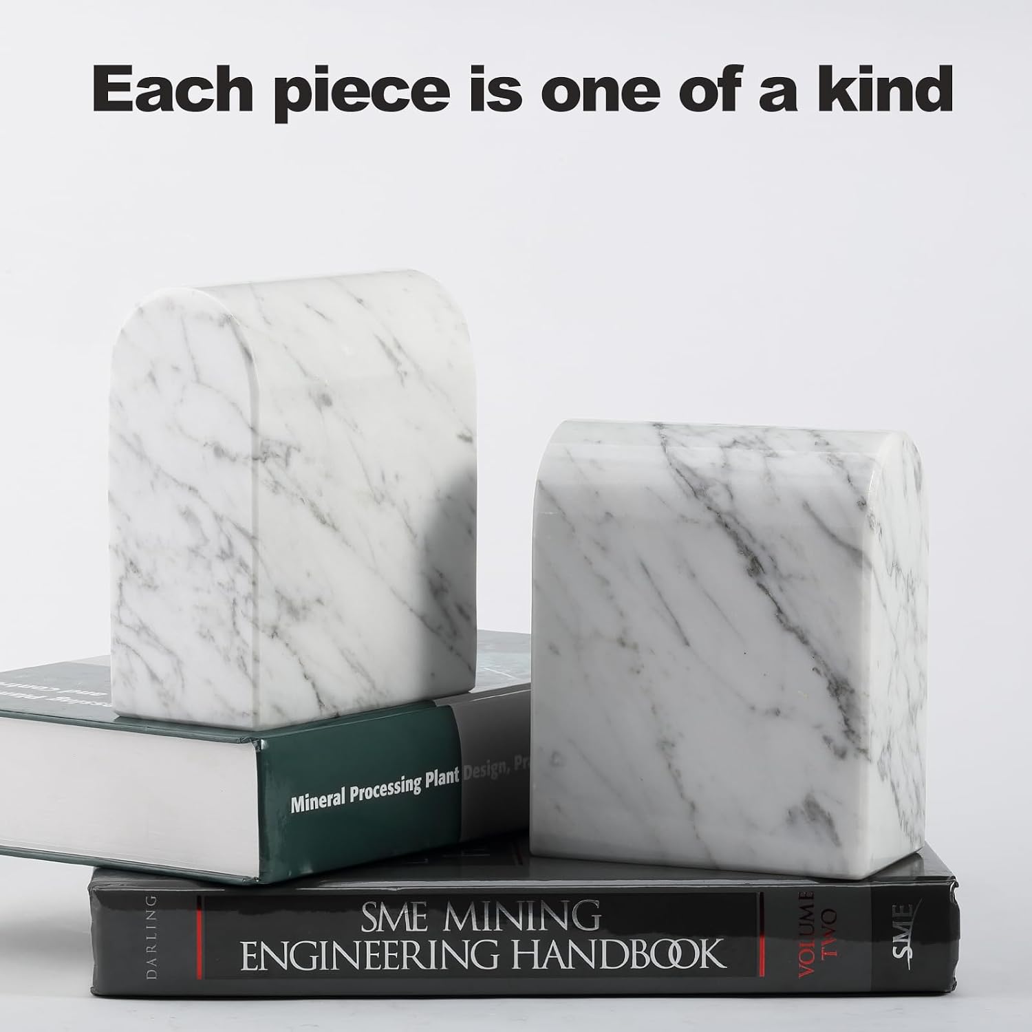 Book Ends for Heavy Books / White Marble-bianco Carrara
