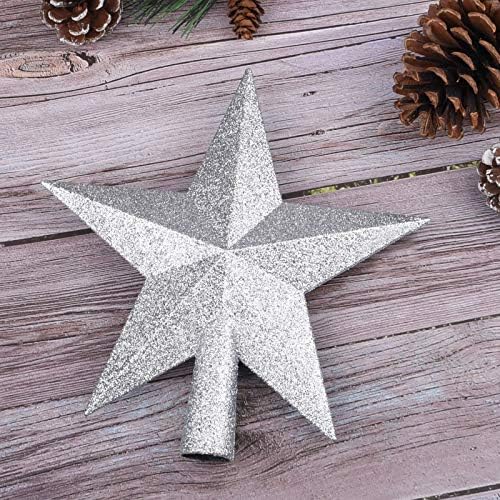 8 Inches Christmas Tree Top Crown Glitter Star Decoration (Silvery)