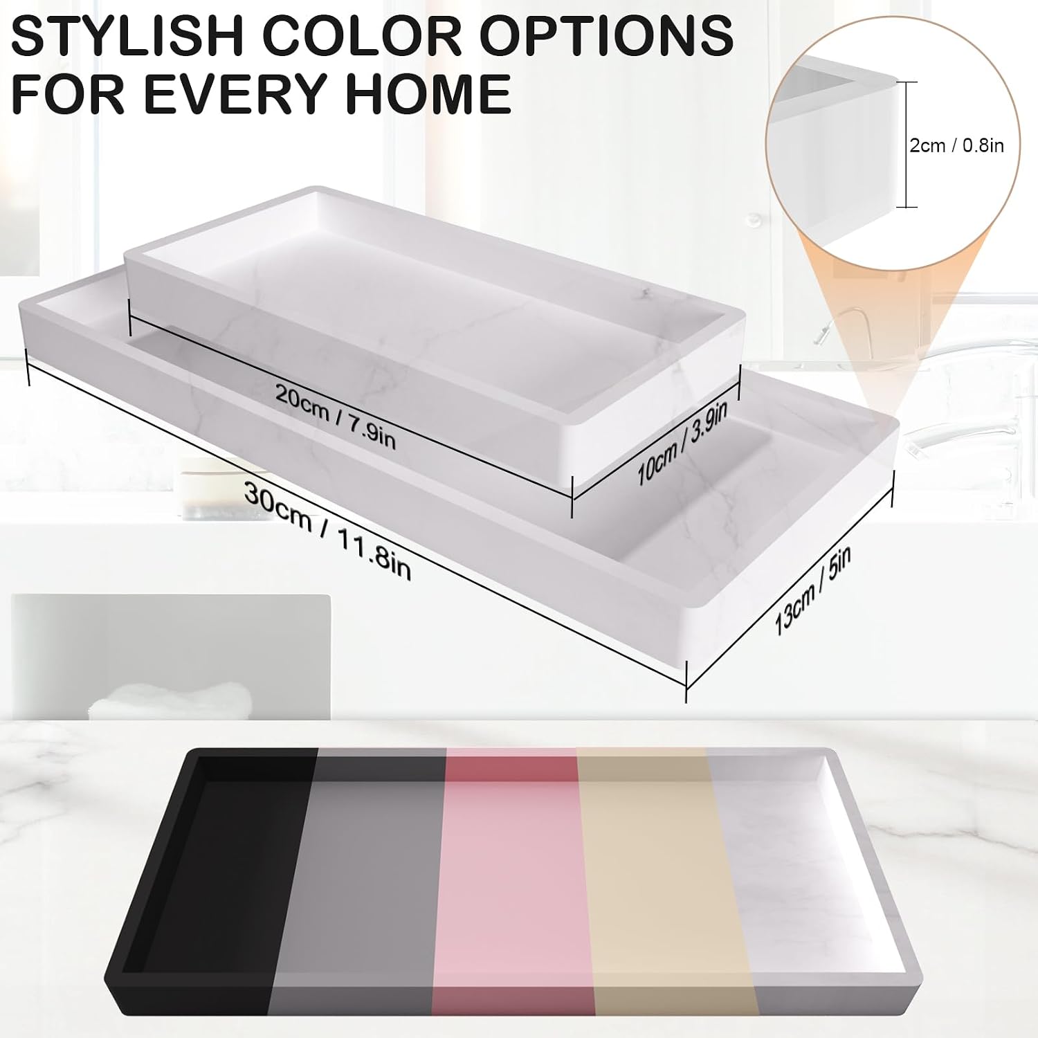 Bathroom Vanity Tray / 2marble / 8 x 5 / 2PCS11. / Set of 2