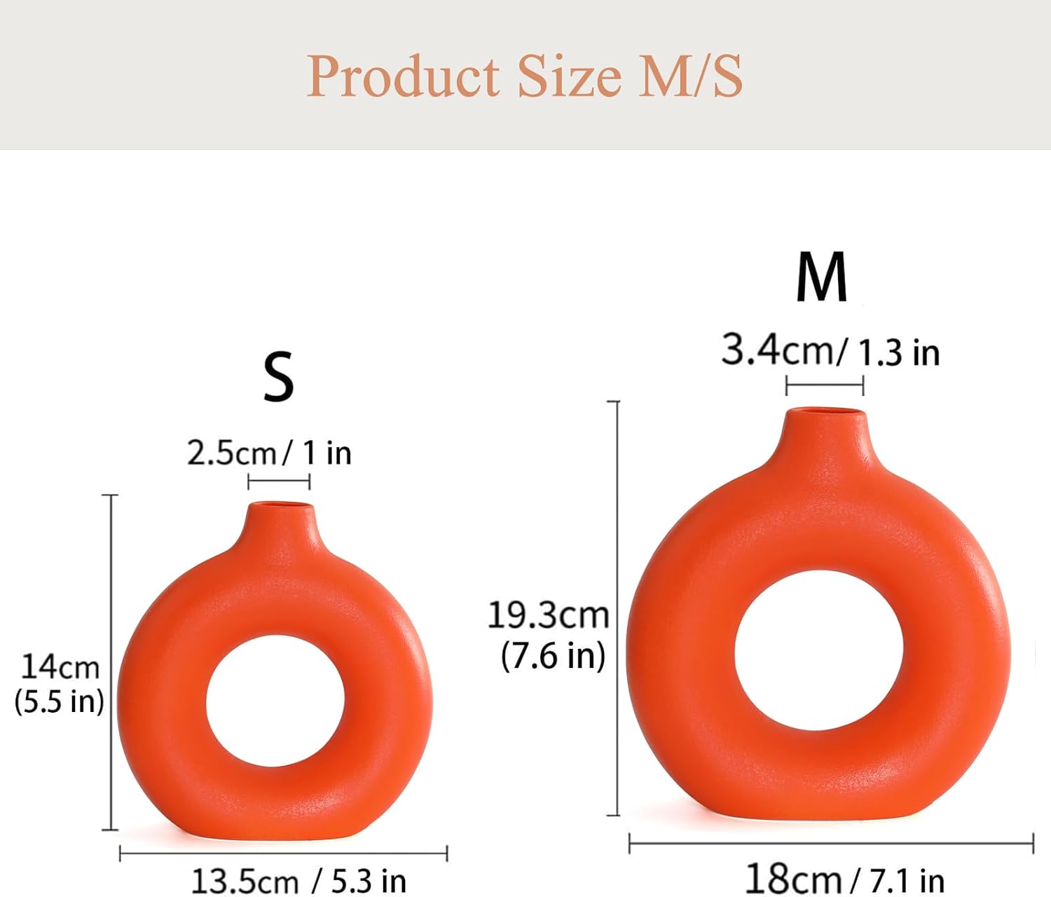 Ceramic Vase / Orange / Donut / Set of 2
