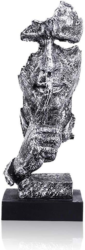 Handcrafted Silent Men Statues Resin Abstract Sculpture Office Home Decor Figurine / Silence Silver