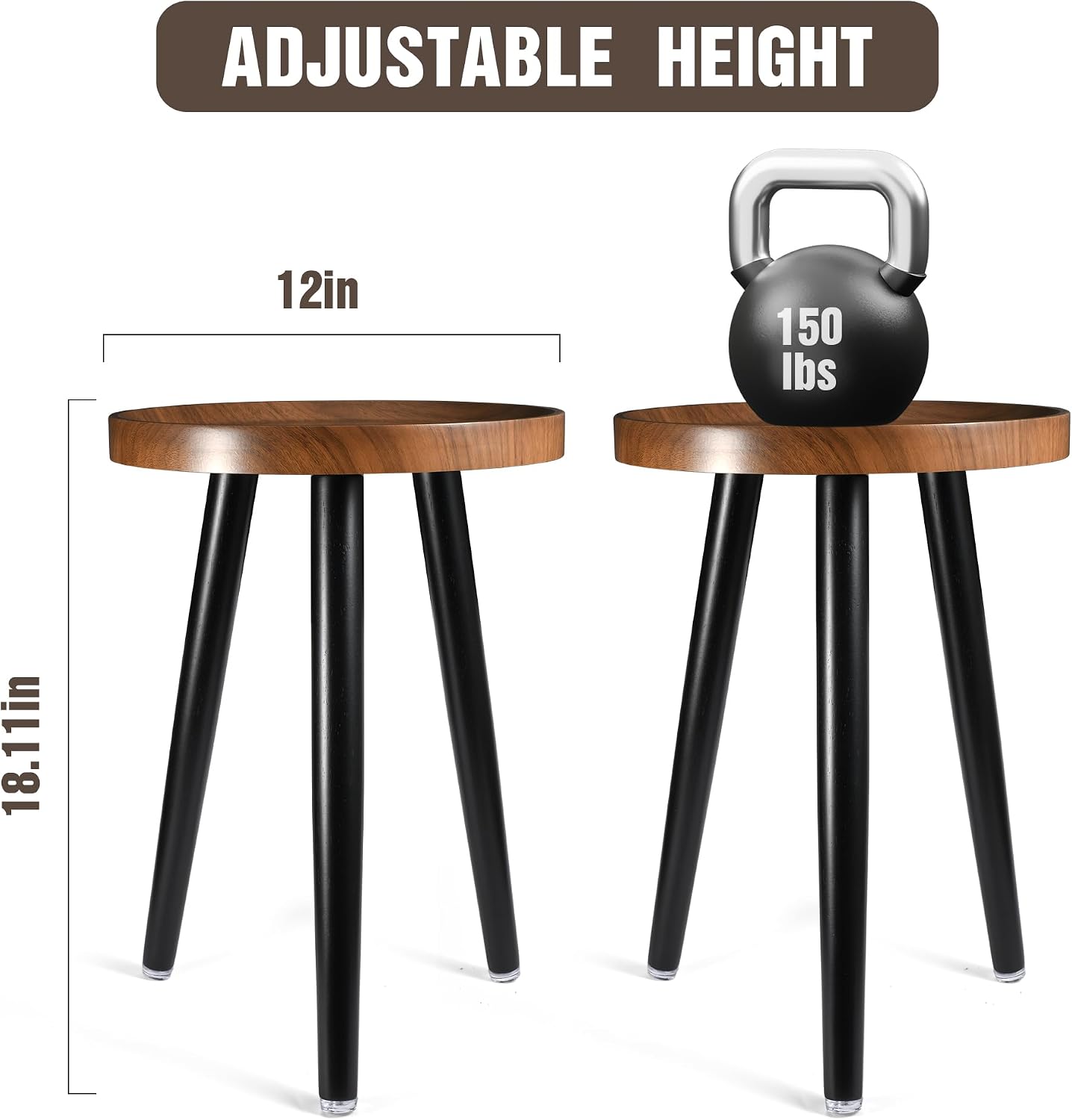 KGPLOME Indoor Plant Stand,Tall Stand with Raised Design(Walnut,12x18 in) | Wood Mid Century Plant Table in Walnut