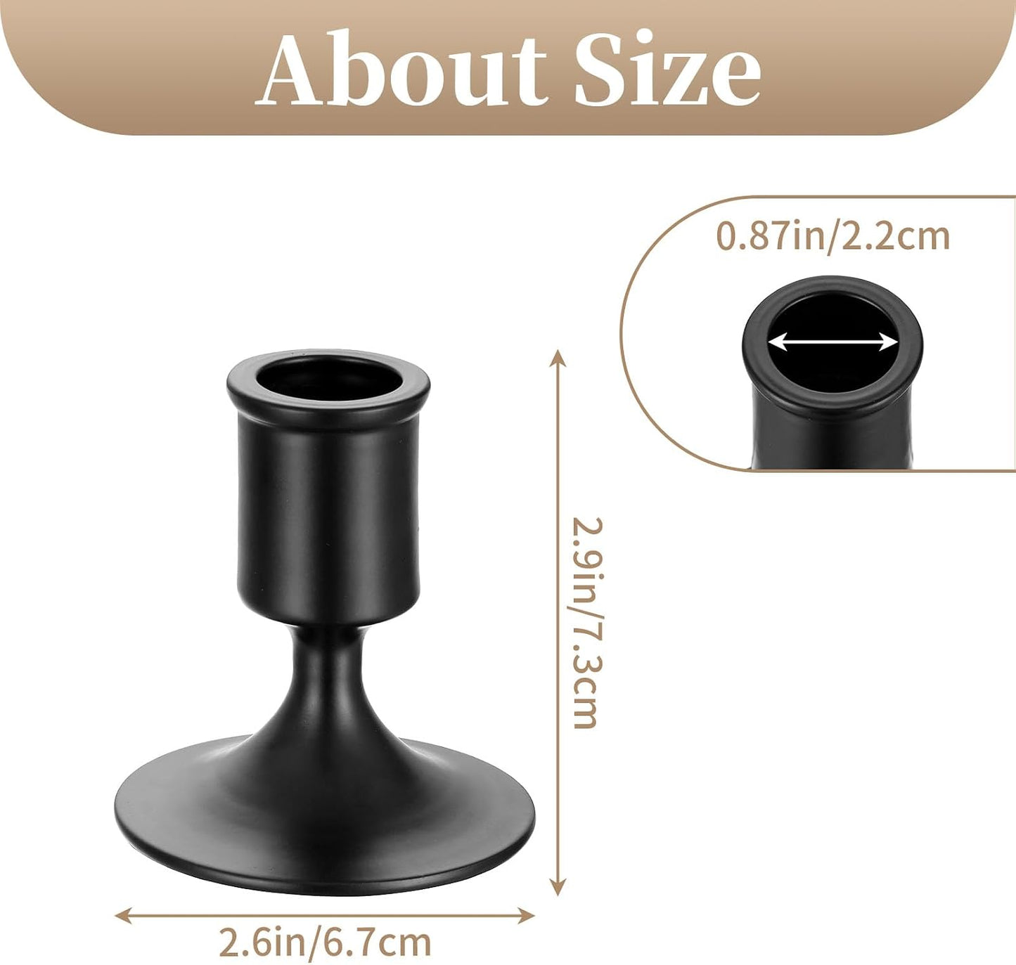 Sziqiqi Black Candlestick Candle Holders Set of 6 for Halloween Table Decor | for 0.87in Taper Candle, Bulk, for