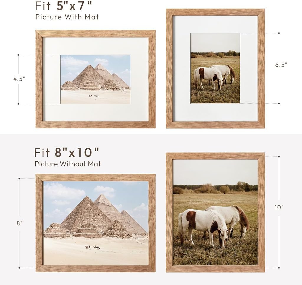 Solid Oak Wood Photo Frame / 8 x 10 / In - 1P / Natural Oak