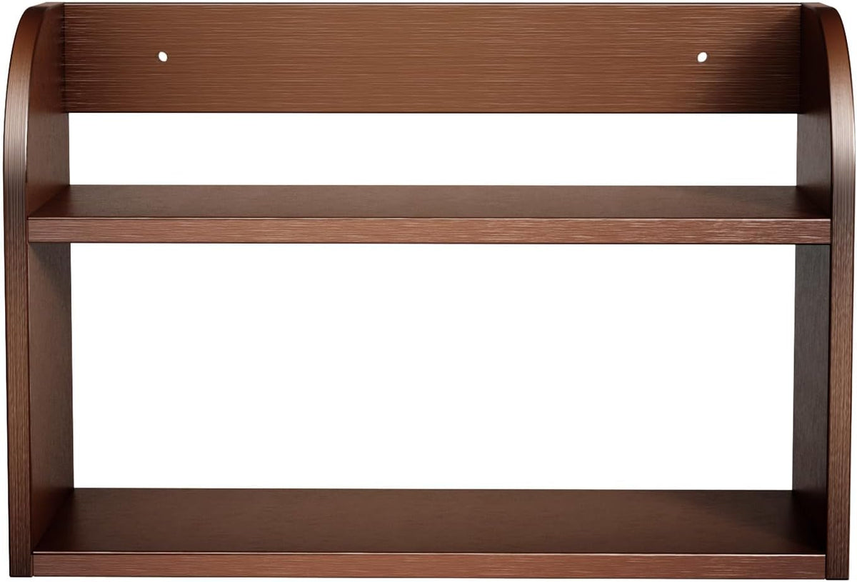 ROMGUAR CRAFT 2 Tier Bamboo Spice Rack, Countertop or Wall Mounting Wood Spice Jars Organizer Shelf for Kitche, Pantry