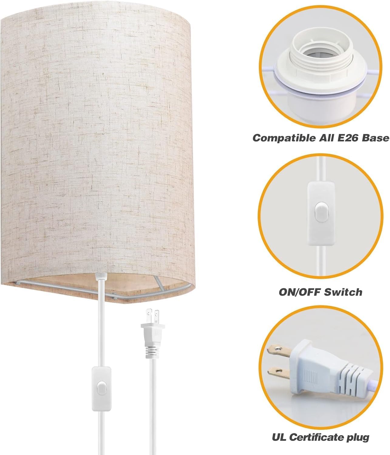 Plug in Wall Sconce, 3 Color Wall Sconces Set of Two, Industrial Lamp | with Plug in Cord, Rustic Wall Sconce Fixture