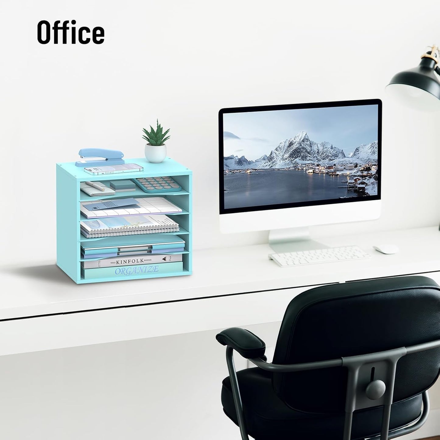 5-Tier Paper Organizer for Desk, Adjustable Mail Organizer, Blue | 5-Tier Paper Organizer and Mail Organizer for Desk