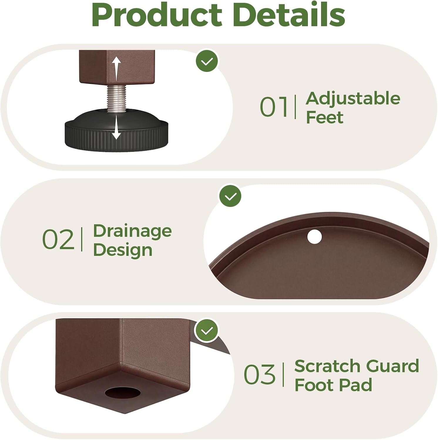 Bamworld Corner Plant Stand Indoor Outdoor Tall Metal Flower Pot Stands | 4 Tier Brown Heavy Duty Plant Shelf for