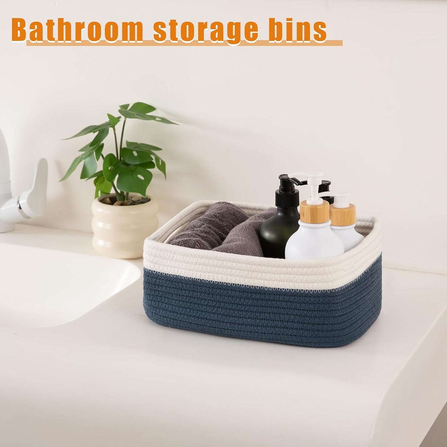 Small Bins / Organizer Baskets / Blue/white / 11.8"*7.8"*4.7 / Set of 4