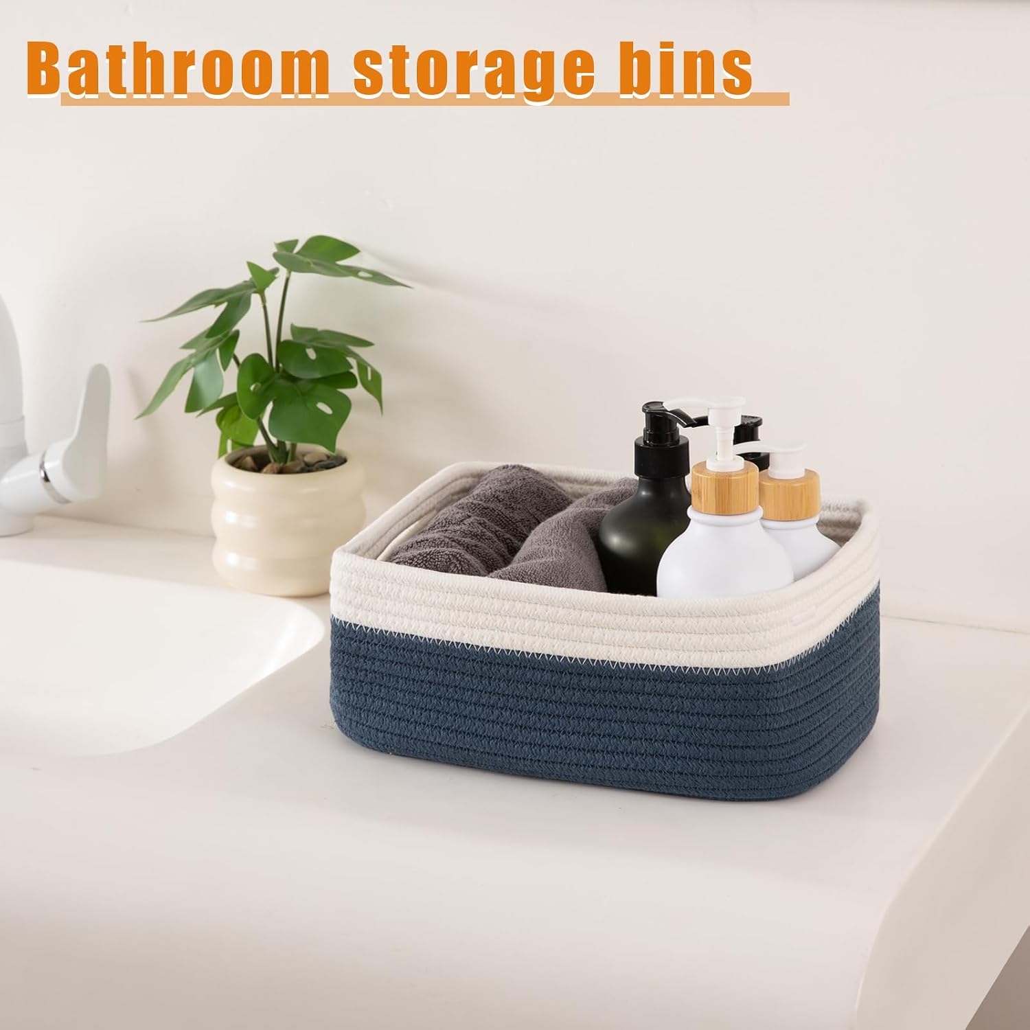 Small Bins / Organizer Baskets / Blue/white / 11.8"*7.8"*4.7 / Set of 4