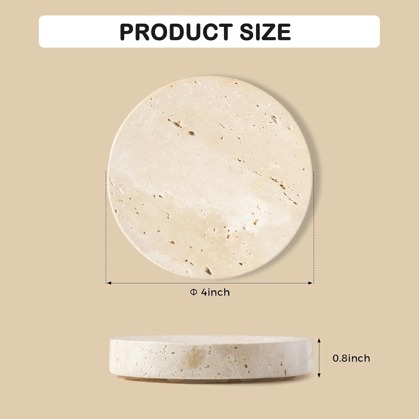 Marble Soap Dishes Natural Travertine Stone Sponge Holder / Beige