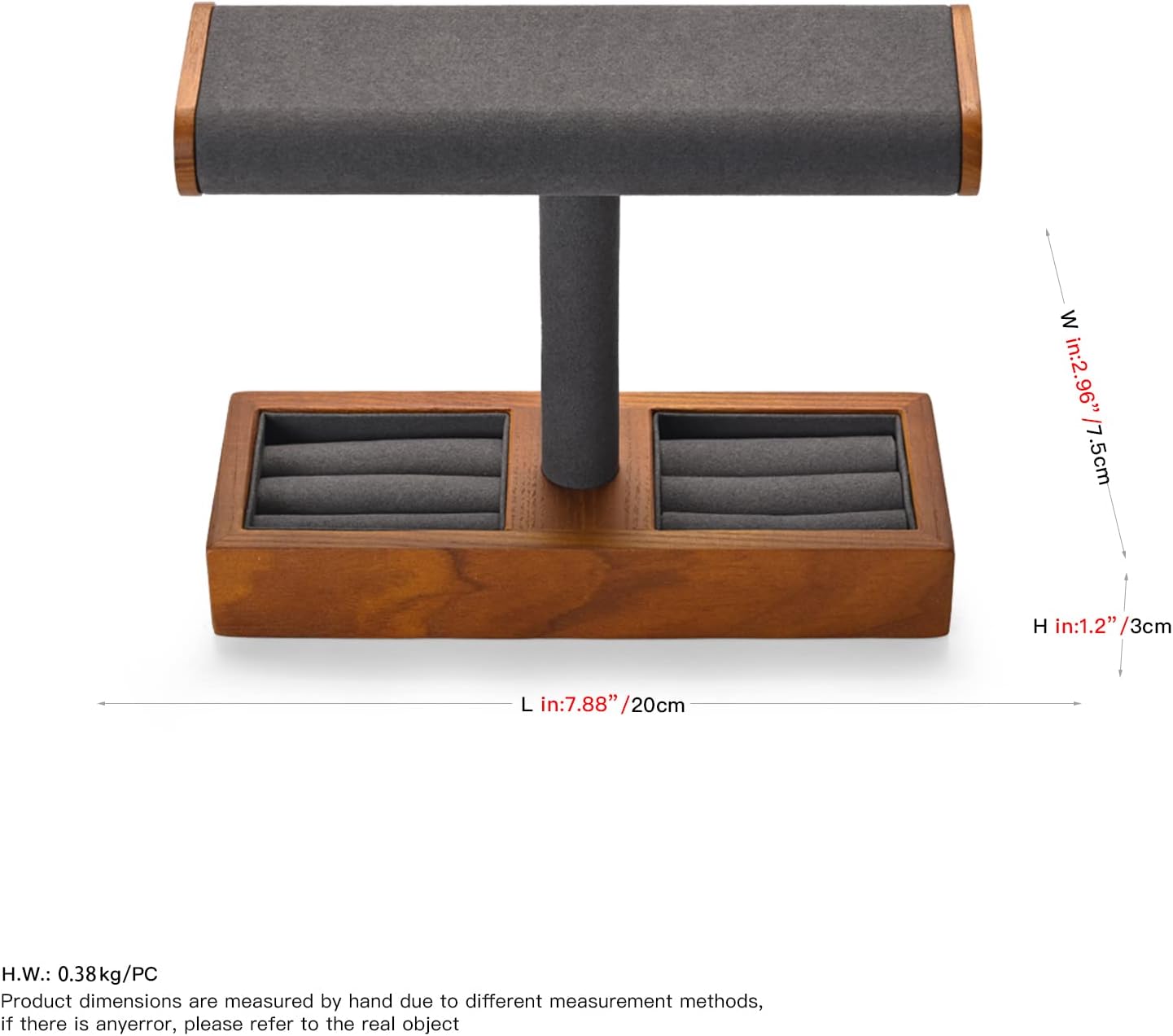 Oirlv Solid Wood Watch Stand,Watch Organizer Holder for Men(Grey)