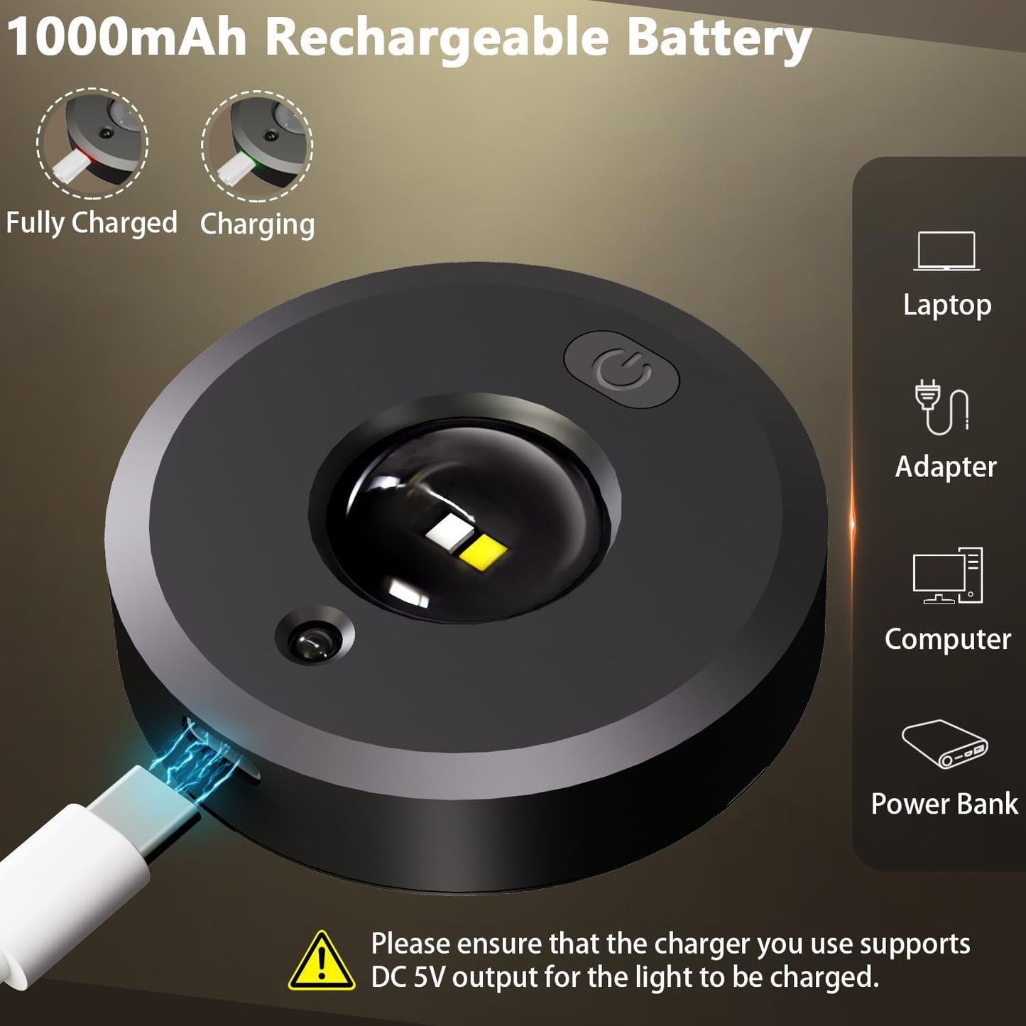 3 Pack Rechargeable Puck Lights with Remote, Dimmable, 3 Color Temps | 9 RGB Colors & 2 Dynamic Modes, 1000mAh Battery