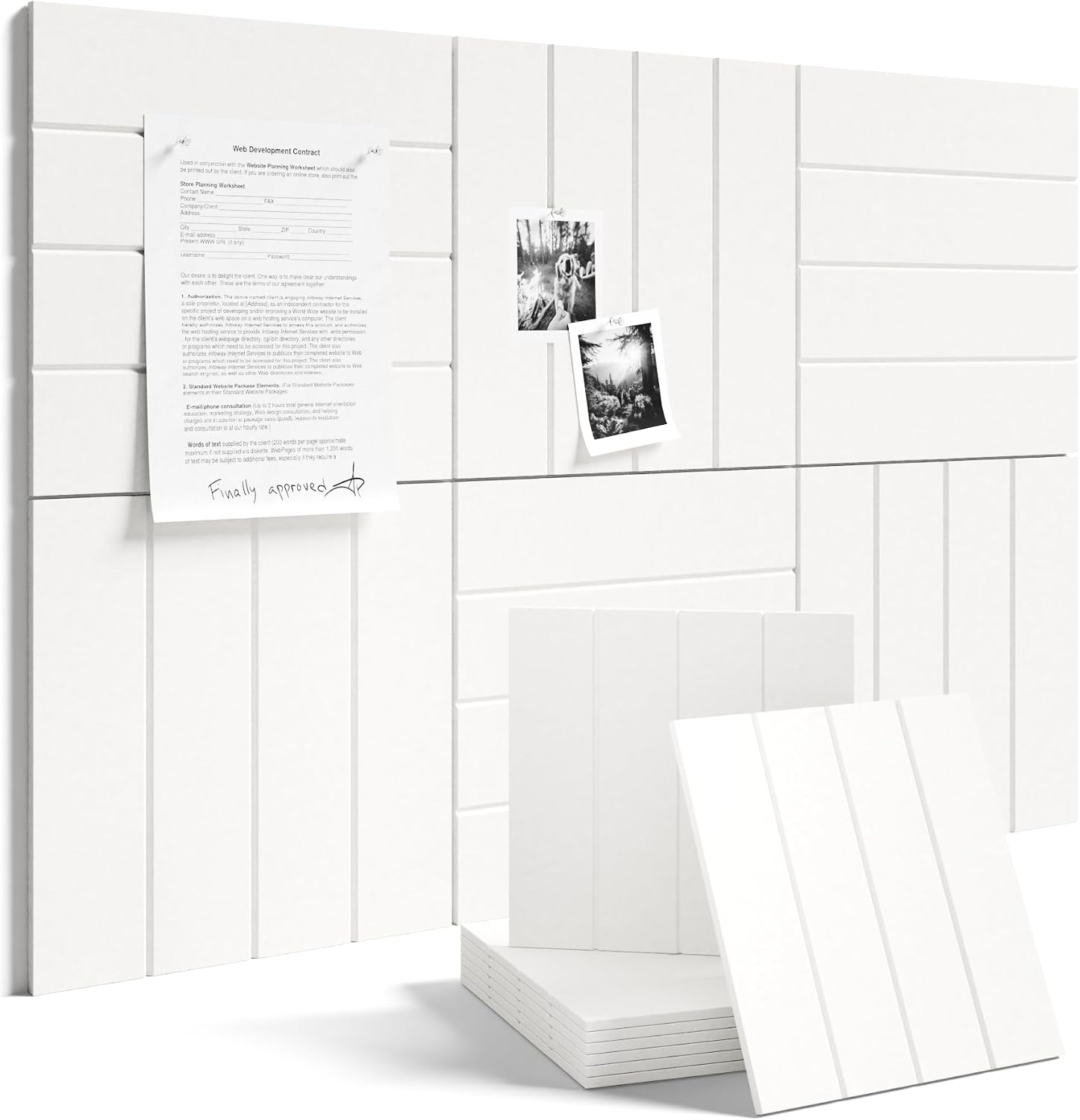 Fluxynara 36" x 24" Large Felt Bulletin Board, Milky White