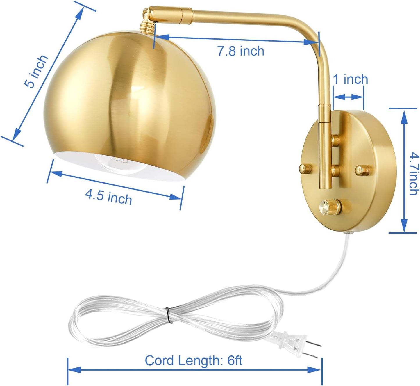 VATONI Wall Sconce with Remote Control, Plug in Wall Sconces Dimming 0-100% and Adjustable Color Temperature