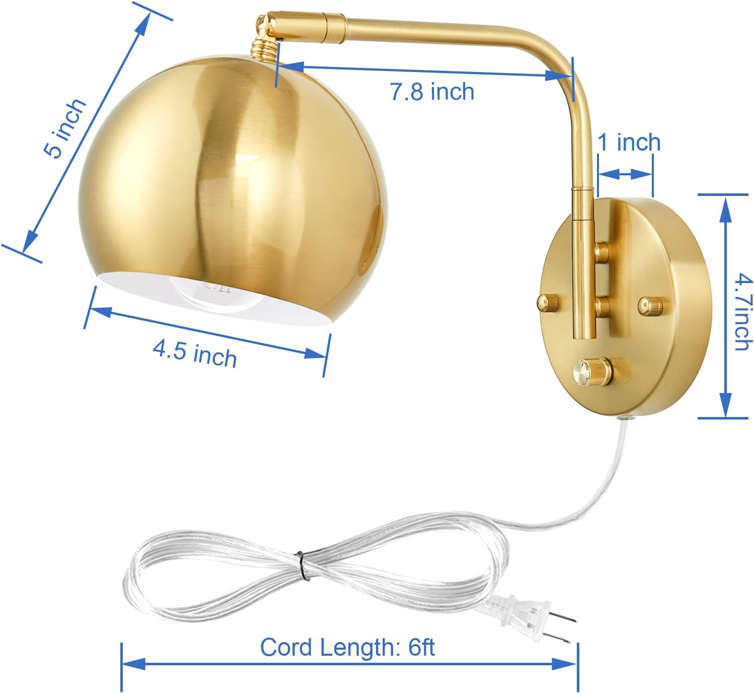 VATONI Wall Sconce with Remote Control, Plug in Wall Sconces Dimming 0-100% and Adjustable Color Temperature