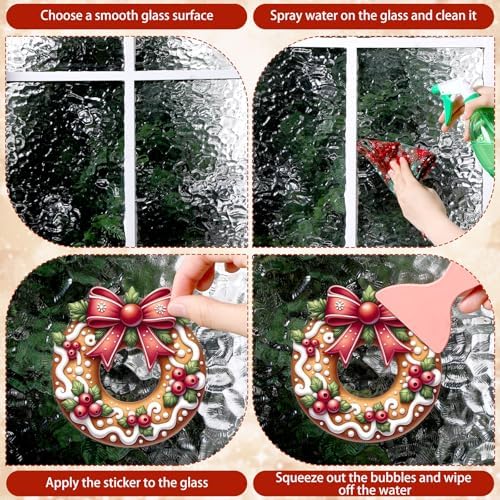 Epakh 2 Sheets Christmas Gingerbread Window Clings Static Decals