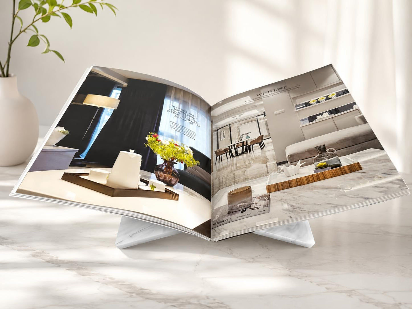 Marble Pattern Acrylic Book Stand, Large Open Book Display Stand & Coffee Table Book Stand, Book Holder for Cookbook