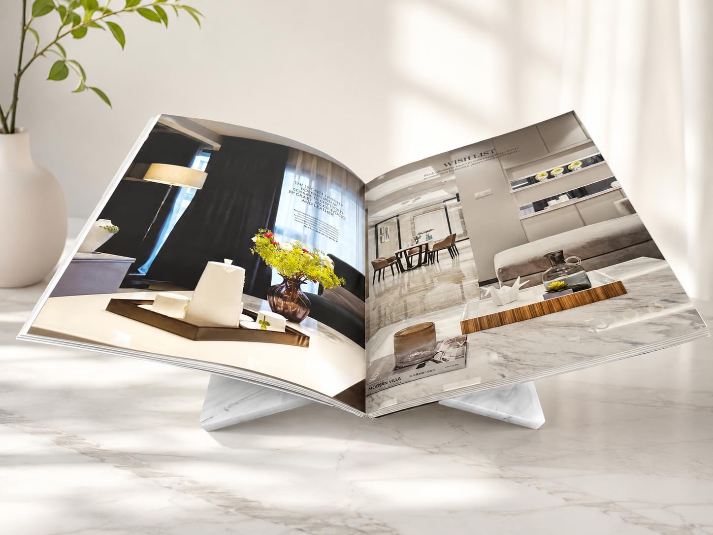 Marble Pattern Acrylic Book Stand, Large Open Book Display Stand & Coffee Table Book Stand, Book Holder for Cookbook