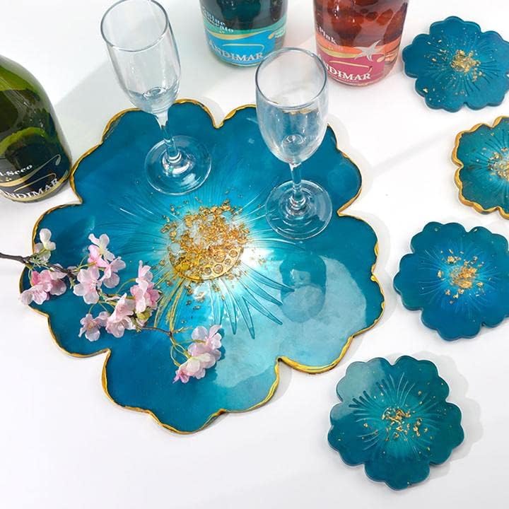 Silicone Coaster Mold Set 1 Big and 5 Small Cherry Blossom DIY / 6-cherry Blossom Shape / Set of 6