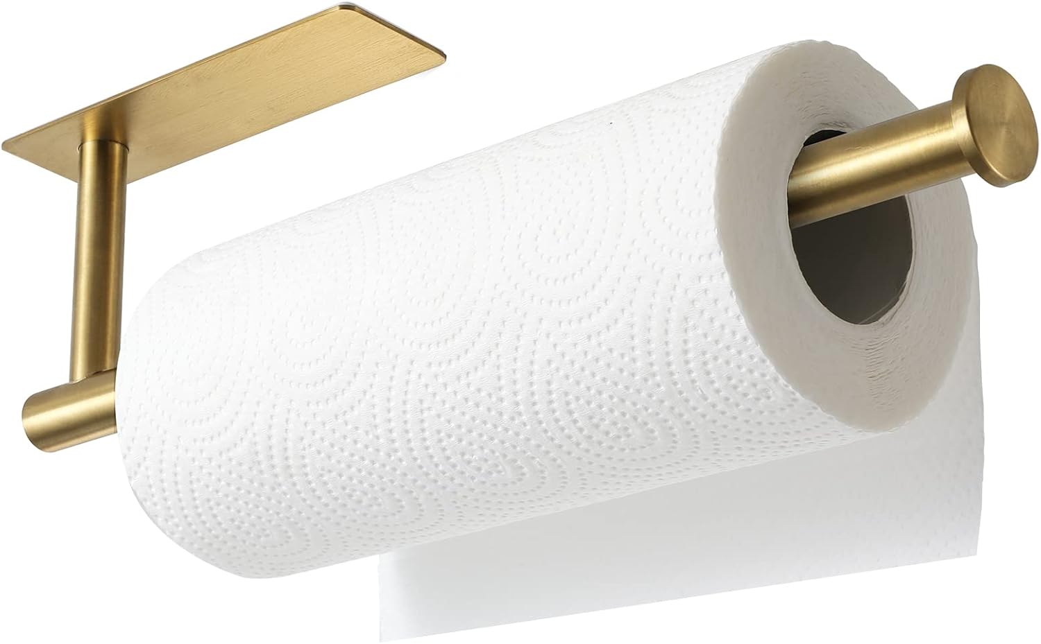 theaoo Under Cabinet Paper Towel Holder for Kitchen, Adhesive, 2 Pack Gold | Self-Adhesive or Screw Mount for Cabinets