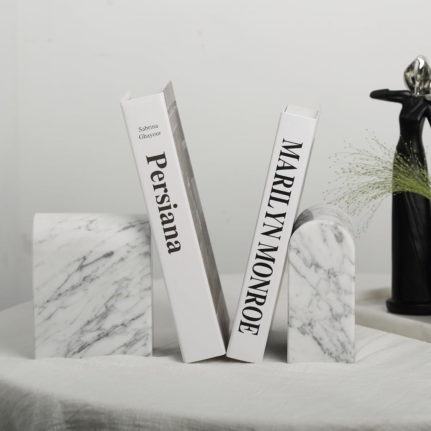 Book Ends for Heavy Books / White Marble-bianco Carrara