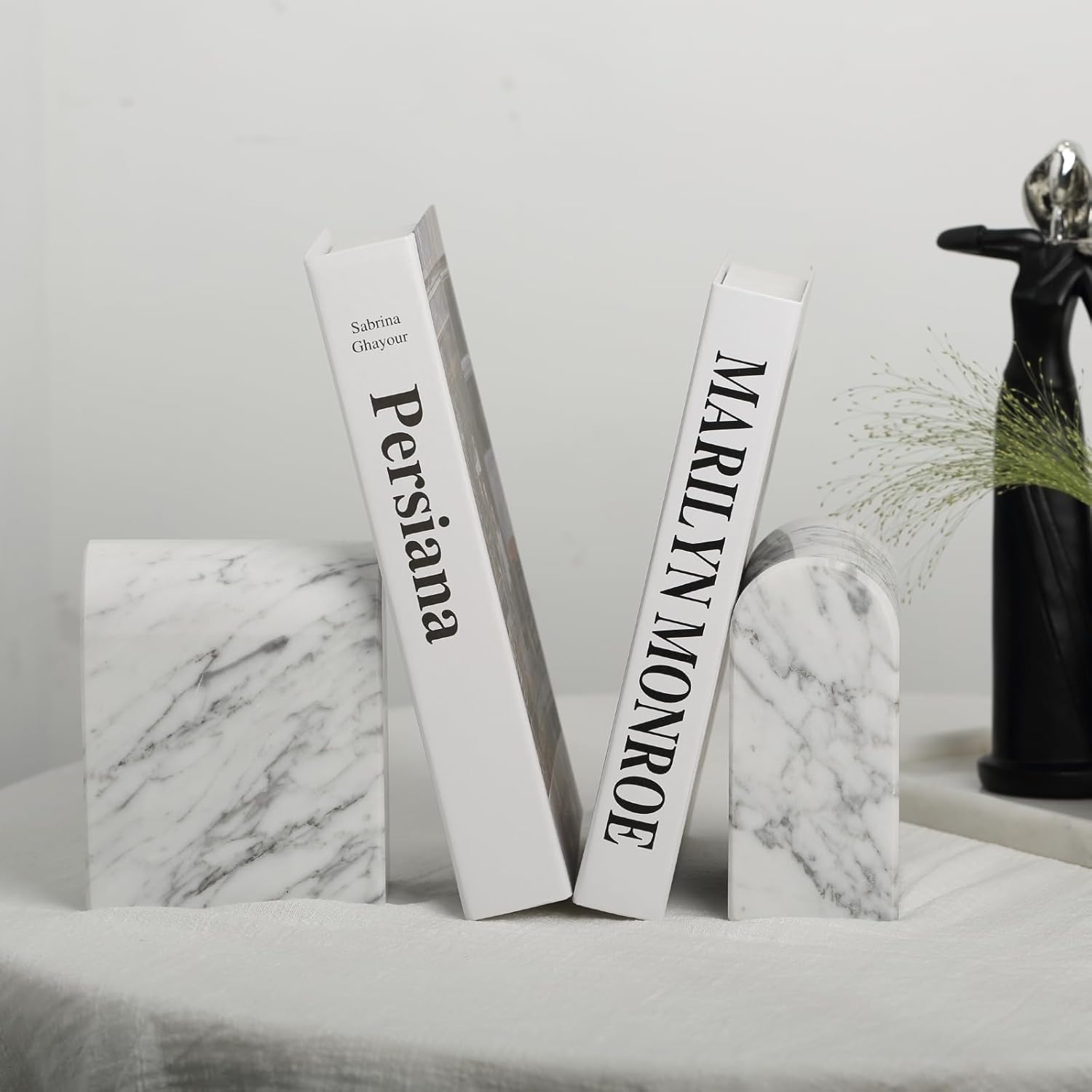 Book Ends for Heavy Books / White Marble-bianco Carrara