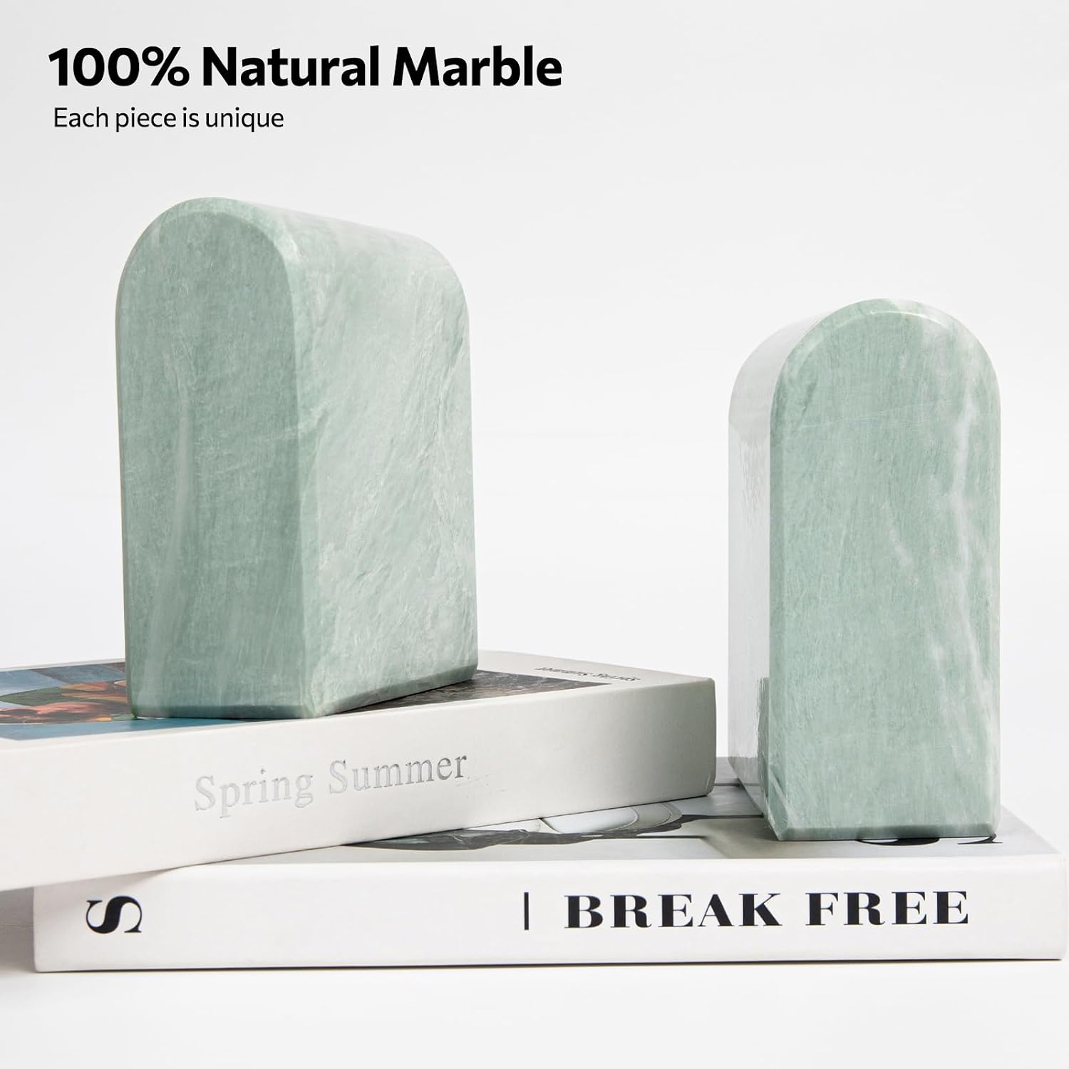 Marble Bookends / Stone Bookends Decorative / 2.5 x 4.7 x 5.7 / Light Green