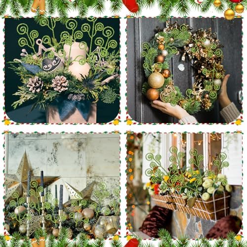 Ysleen 50 Pcs Glitter Tree Picks and Sprays Twigs Branches, Sage Green