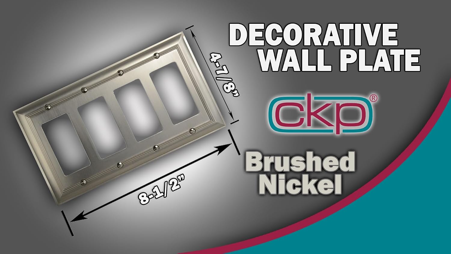 Cool Knobs and Pulls (CKP) Impressions Collection, 31201 Decorative Quad Rocker Wall Plate/Outlet Cover, Long Lasting
