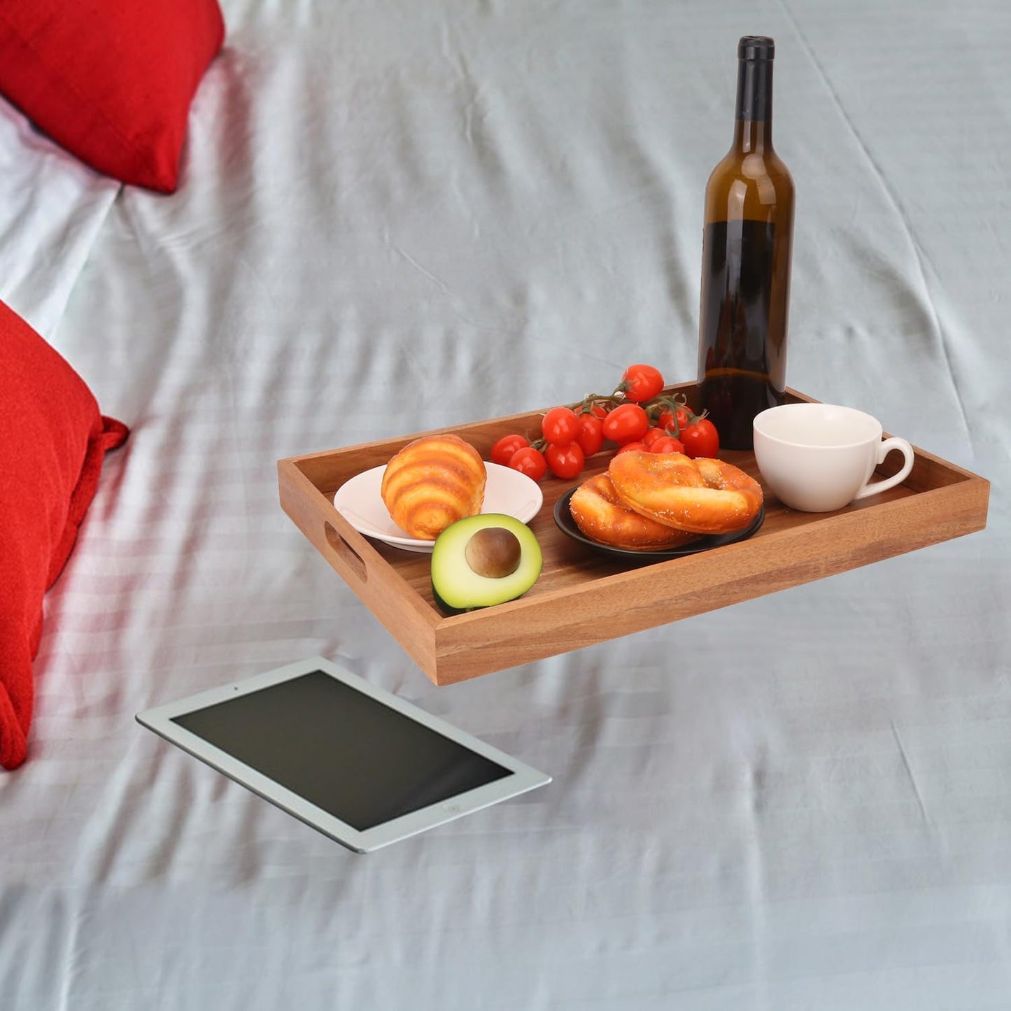 Acacia Wood Serving Tray / 17 x 11.5 / Set of 2