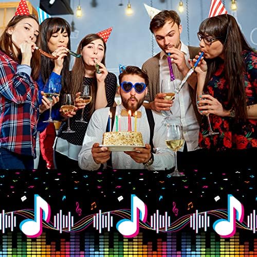Gatherfun Music Party Disposable Tablecloth, Plastic Table Cover for Music Themed Birthday Party, 3 PCS, 54”x108”
