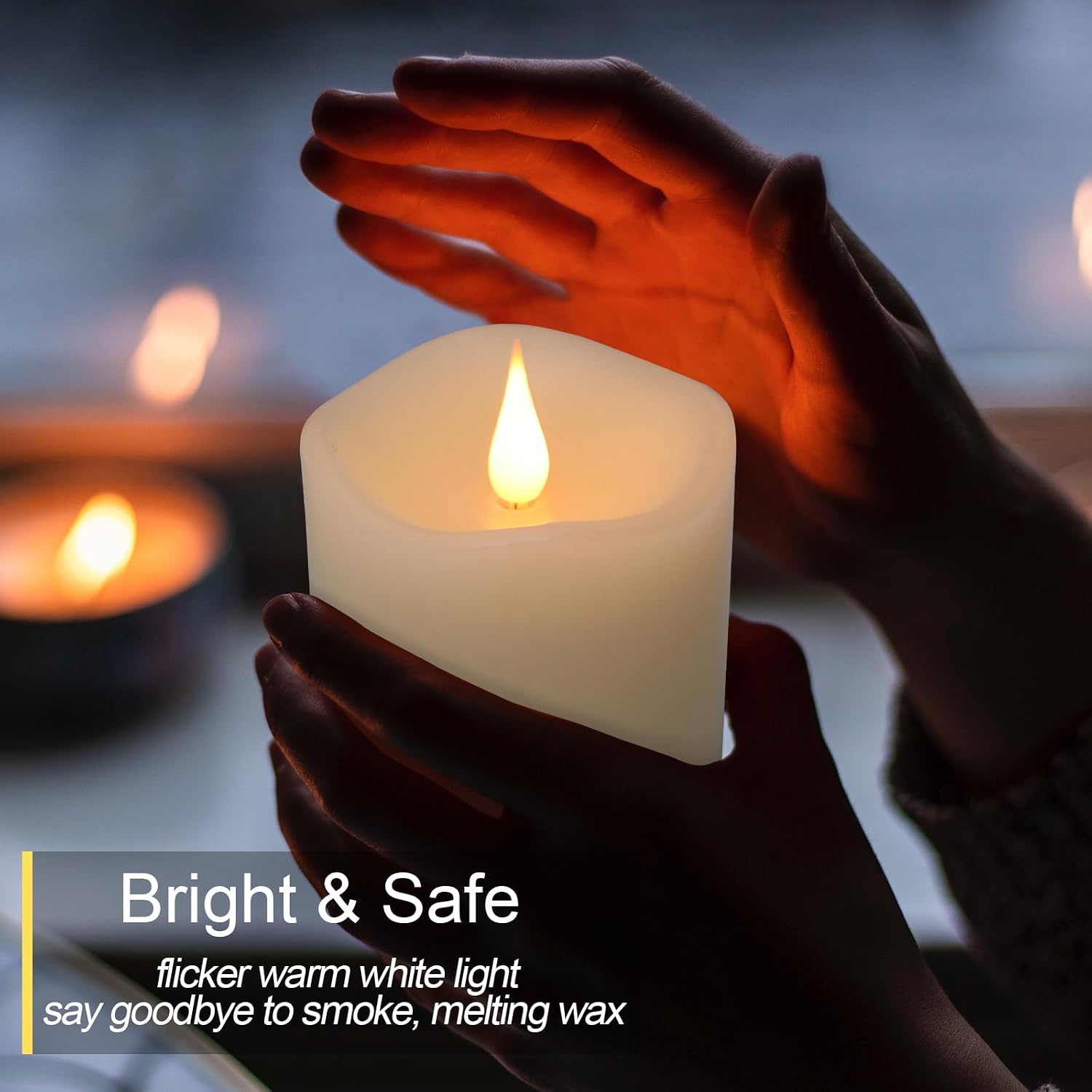 Flameless Candles Battery Operated with Remote Timer, 3D Moving Flame Flickering, Last 600+ Hours Battery Candles, 3" x