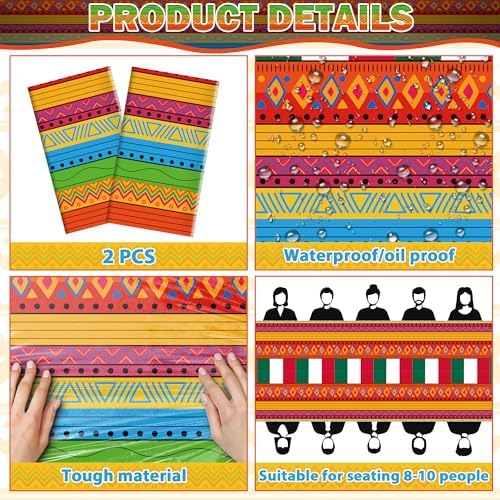OHOME Cinco De Mayo Decorations - Fiesta Plastic Tablecloth