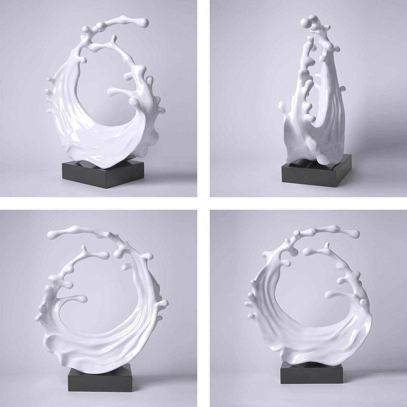 Abstract Sculpture Decor Modern Art Gift Sea Wave Figurine Table Centerpiece Statue / White