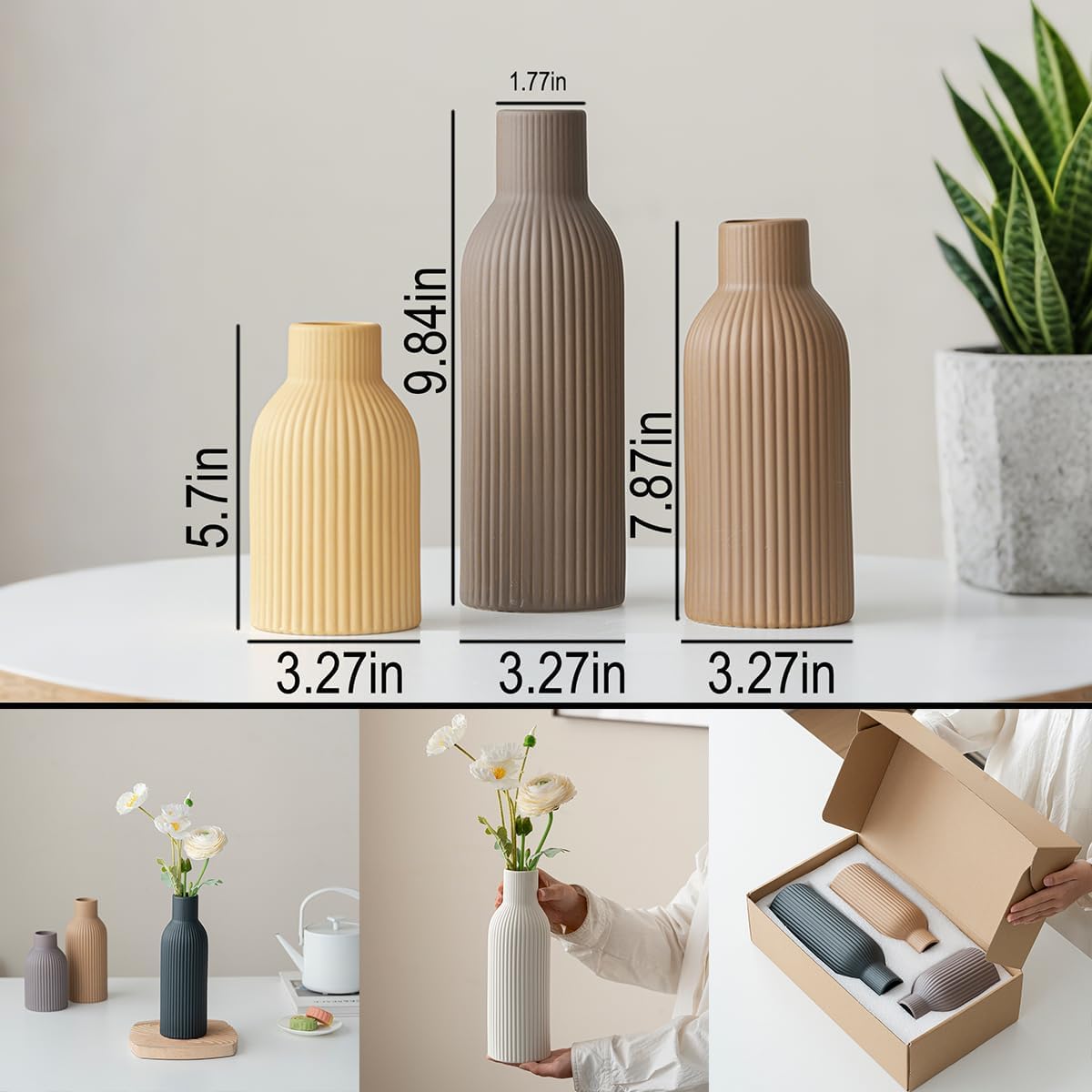 Modern Ceramic Vases / Coffee Mix / Set of 3
