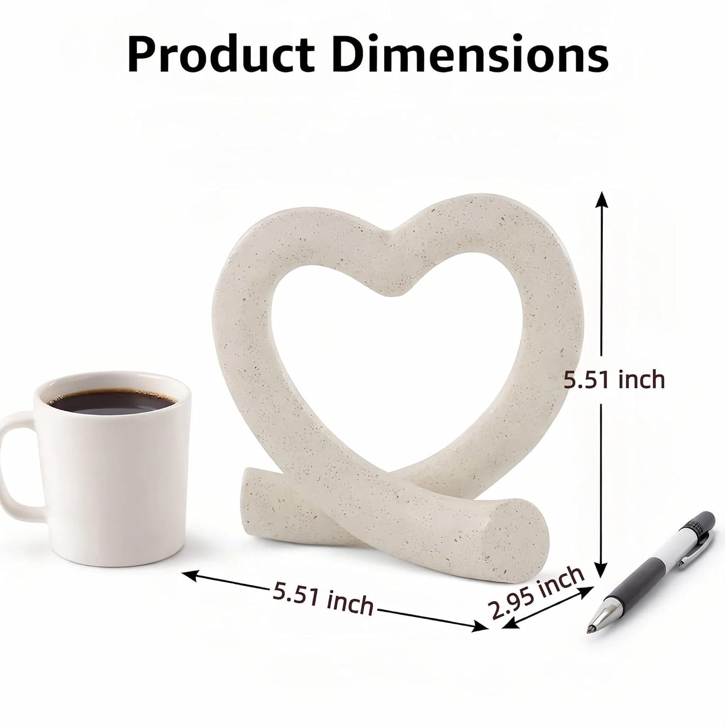 Love Heart Statue Minimalist Modern Home Decor / Off-white