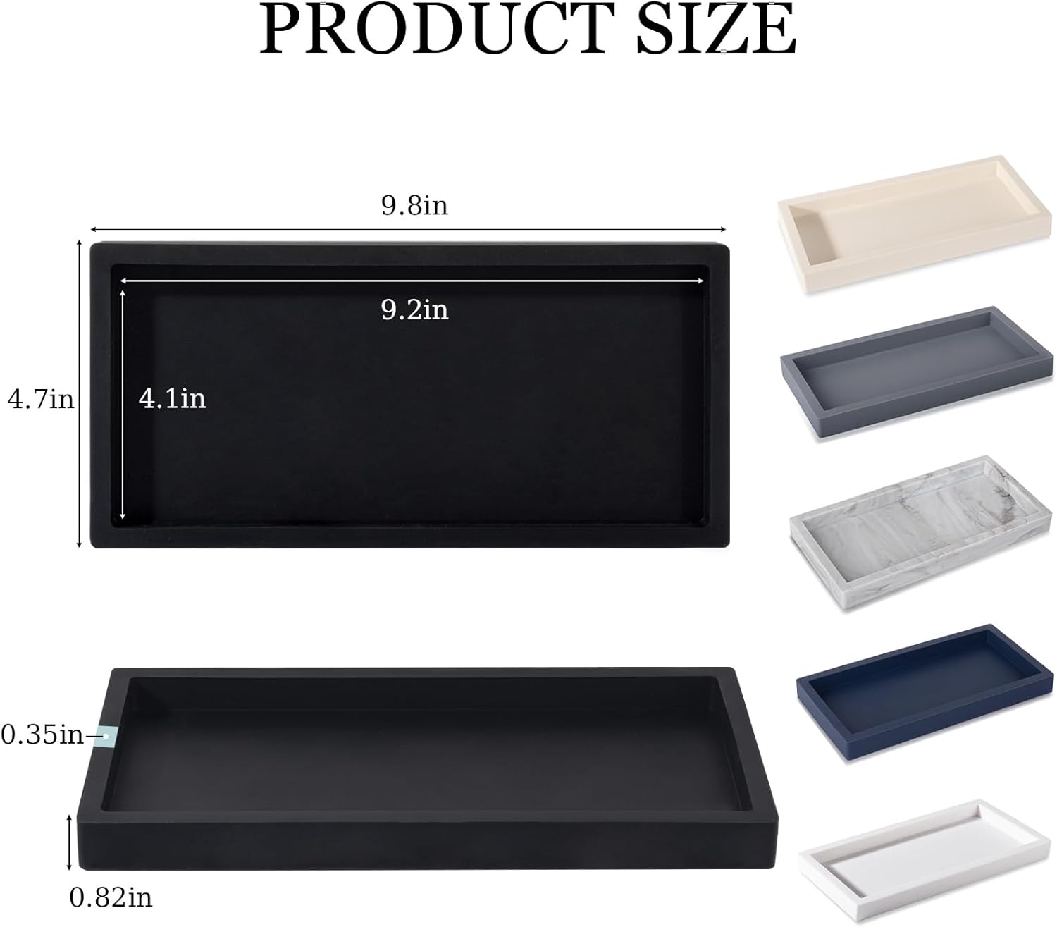 Slicone Vanity Trays / Black / 9.8 x 4.7