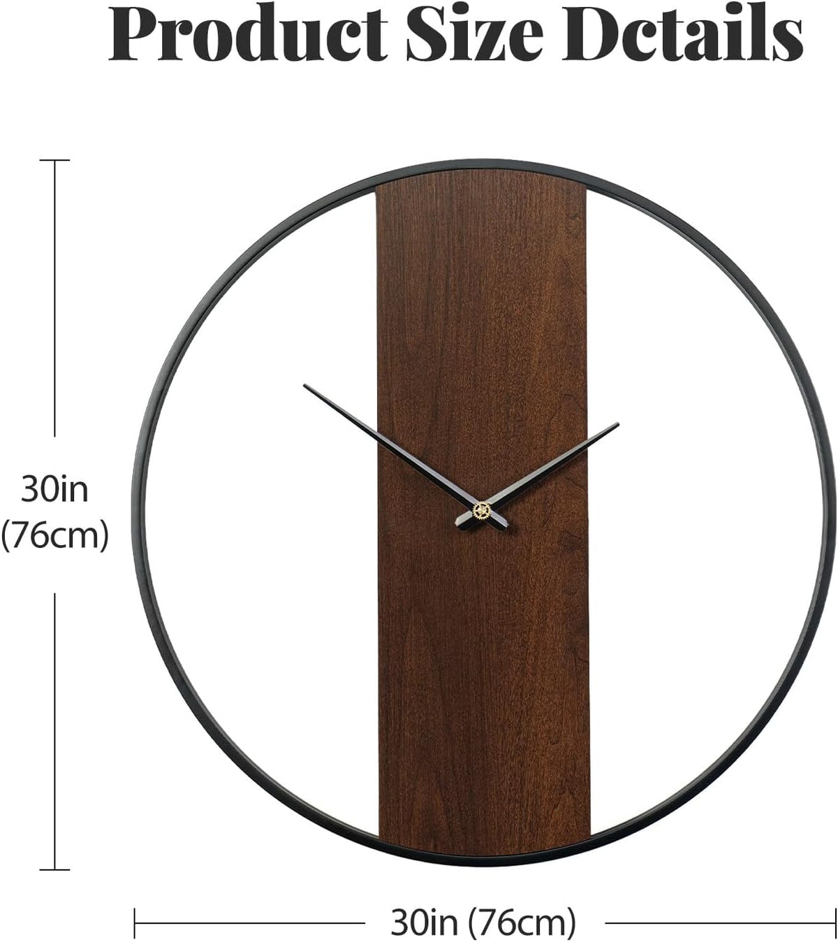 Cuspin 30 Inch Large Wall Clock Modern Rustic Walnut Dial Decorative Clock | Battery operated, Silent non ticking