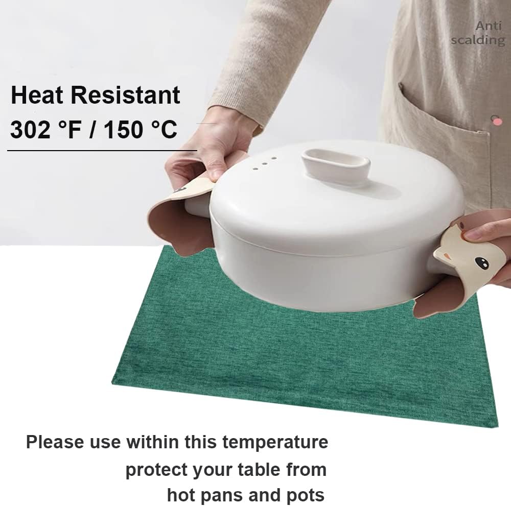 Weabetfu Cloth Placemats Set of 6 Heat Resistant Dining Table Placemats | Cotton Linen Machine Washable Kitchen Table