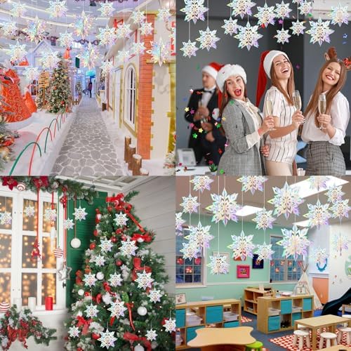 24PCS Hanging Snowflake Decorations Winter Wonderland Party Supplies