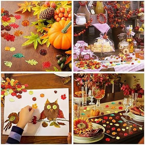 190pcs Fall Vase Filler, Acrylic Leaves Pumpkin Marbles Gems