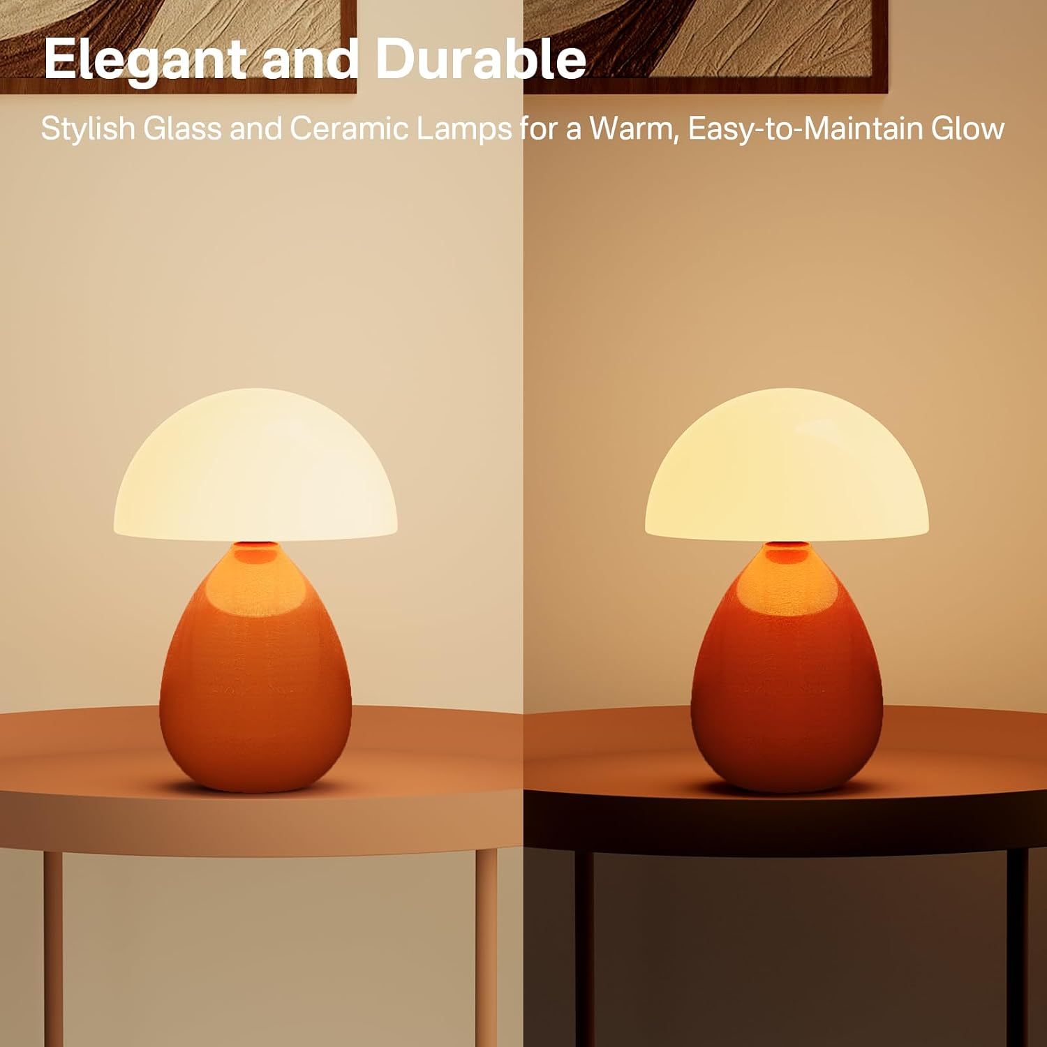 Mushroom Lamp Table Lamp / Orange-ice Crackle