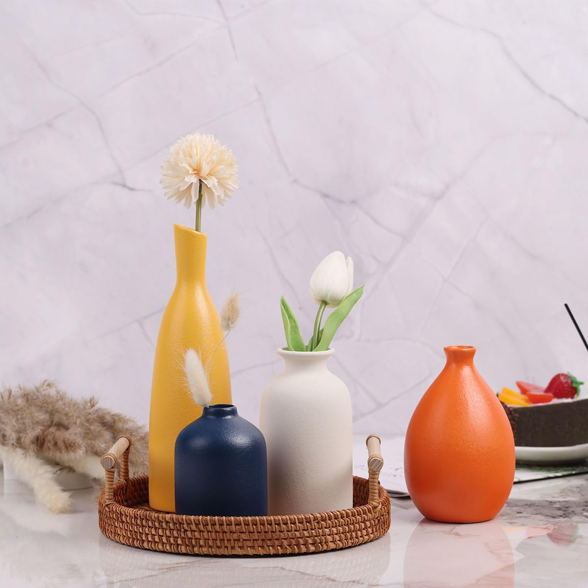 Colorful Ceramic Bud Vases / Multicolor Suit-a / Yellow / Set of 4