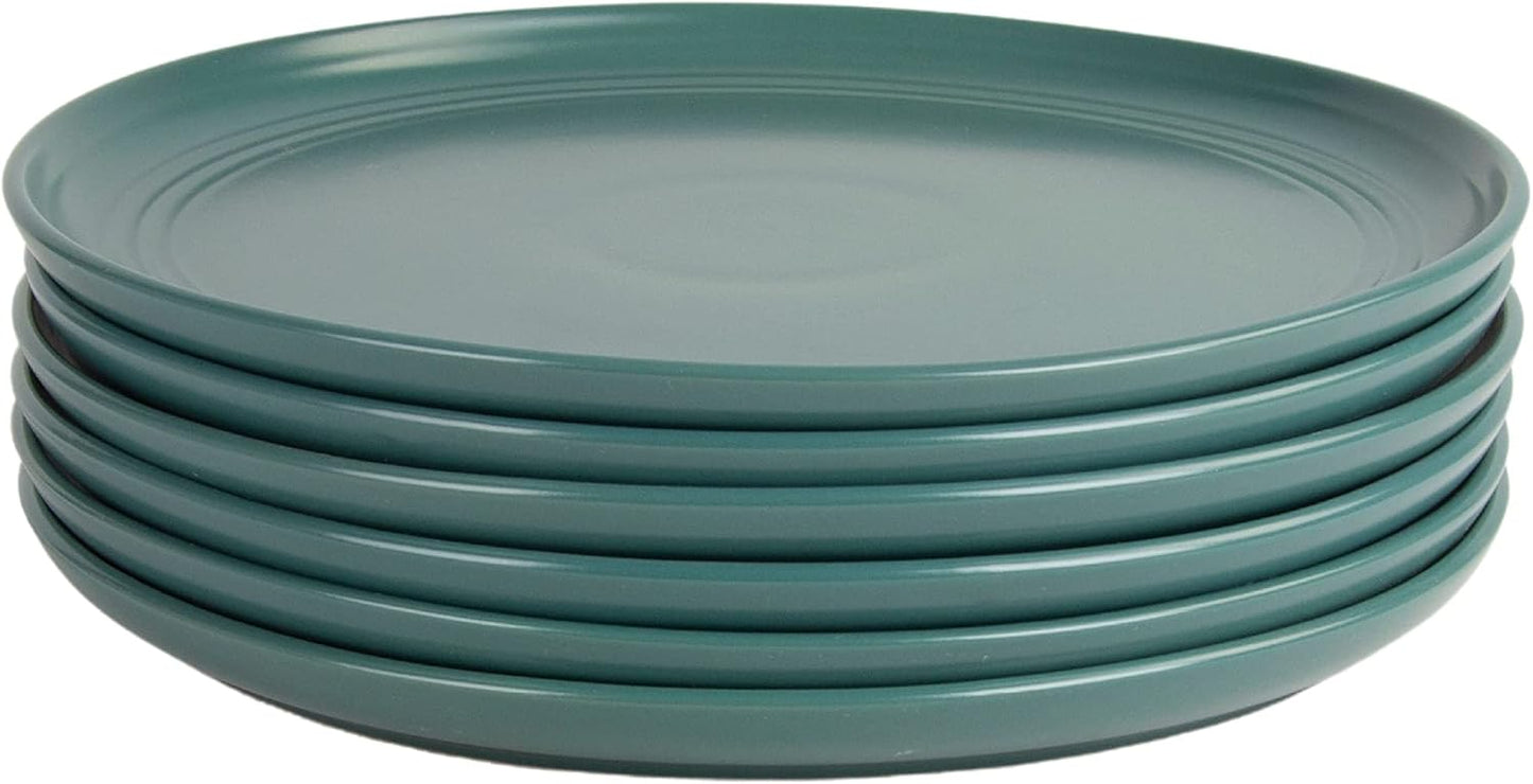 Double Line 10.5" Dinner Plate, Set of 6, Emerald Green