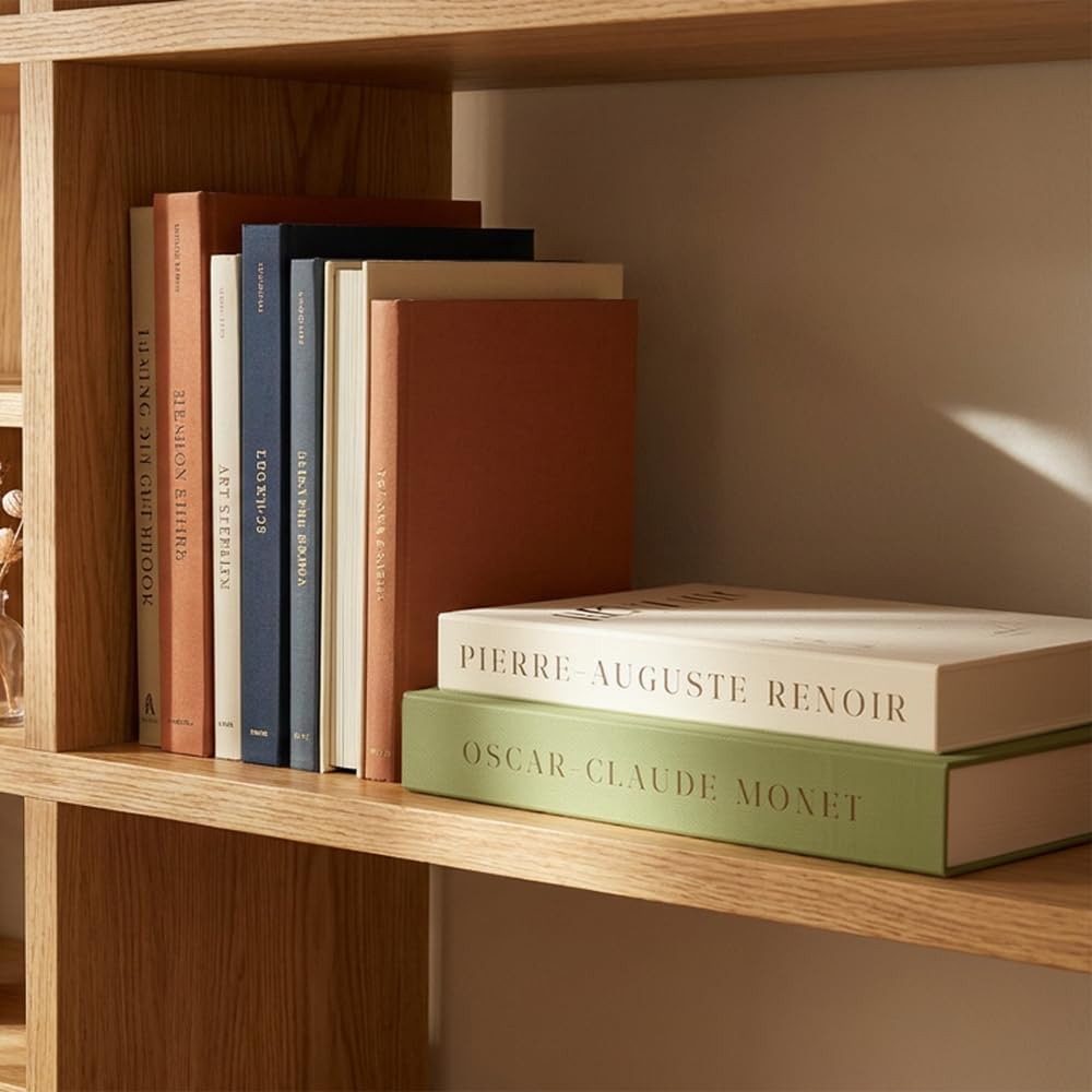 Linen Fake Books Coffee Table / Sage Green - Beige / Set of 2