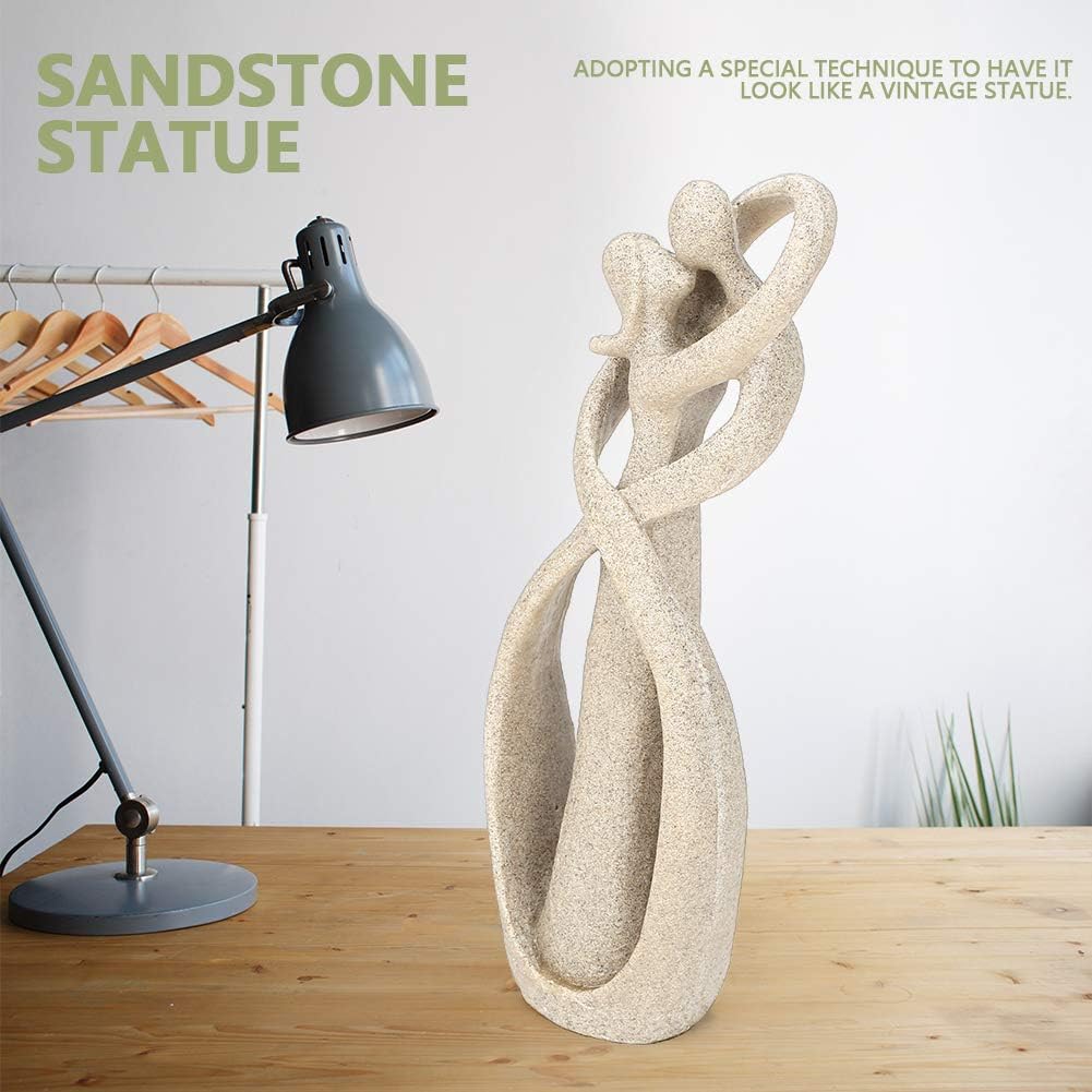Sandstone Couple Statue / Resin Kissing Lovers Statue Sandstone Lover Hug Kiss Abstract Sculpture