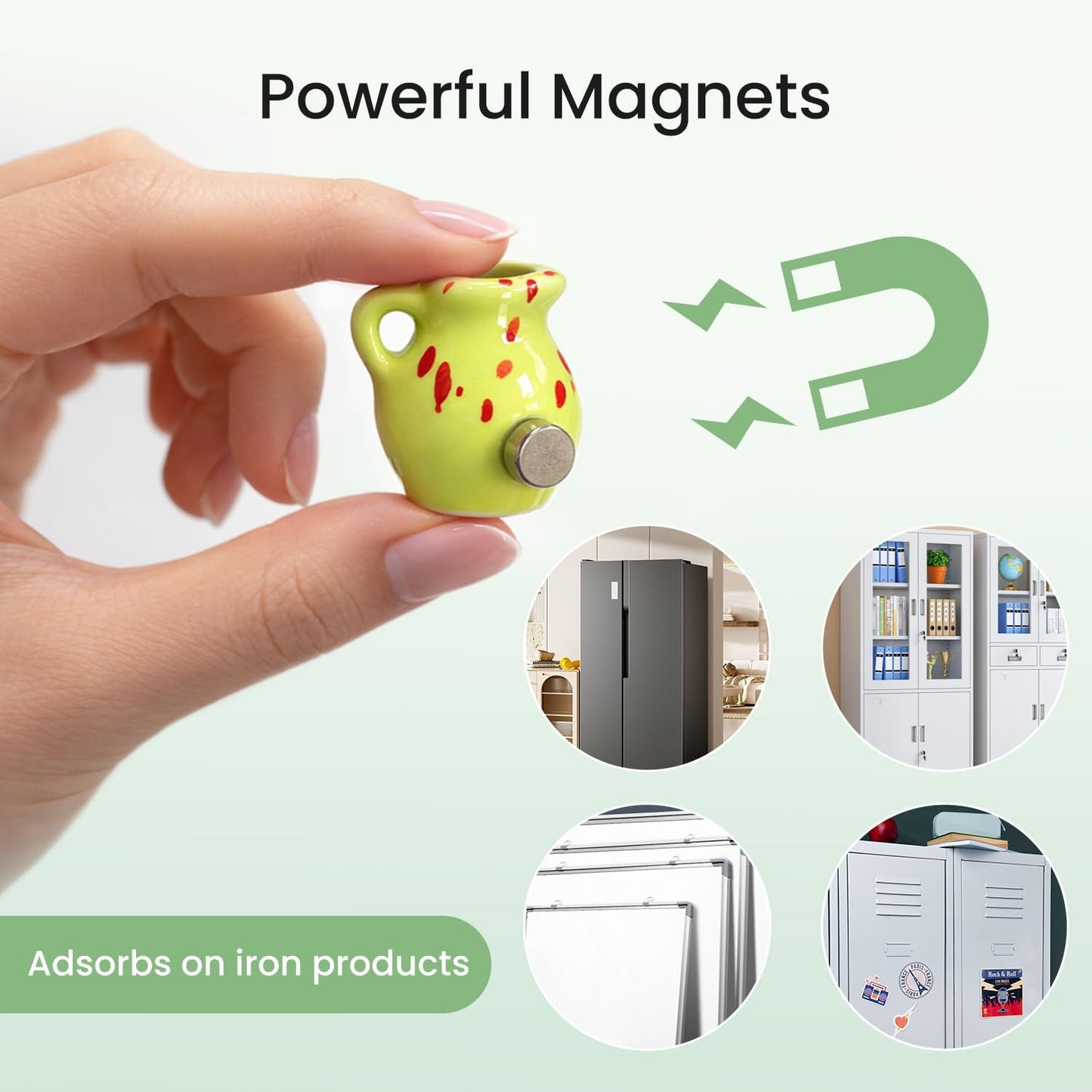 Mini Ceramic Vase Magnets for Fridge / Set of 8