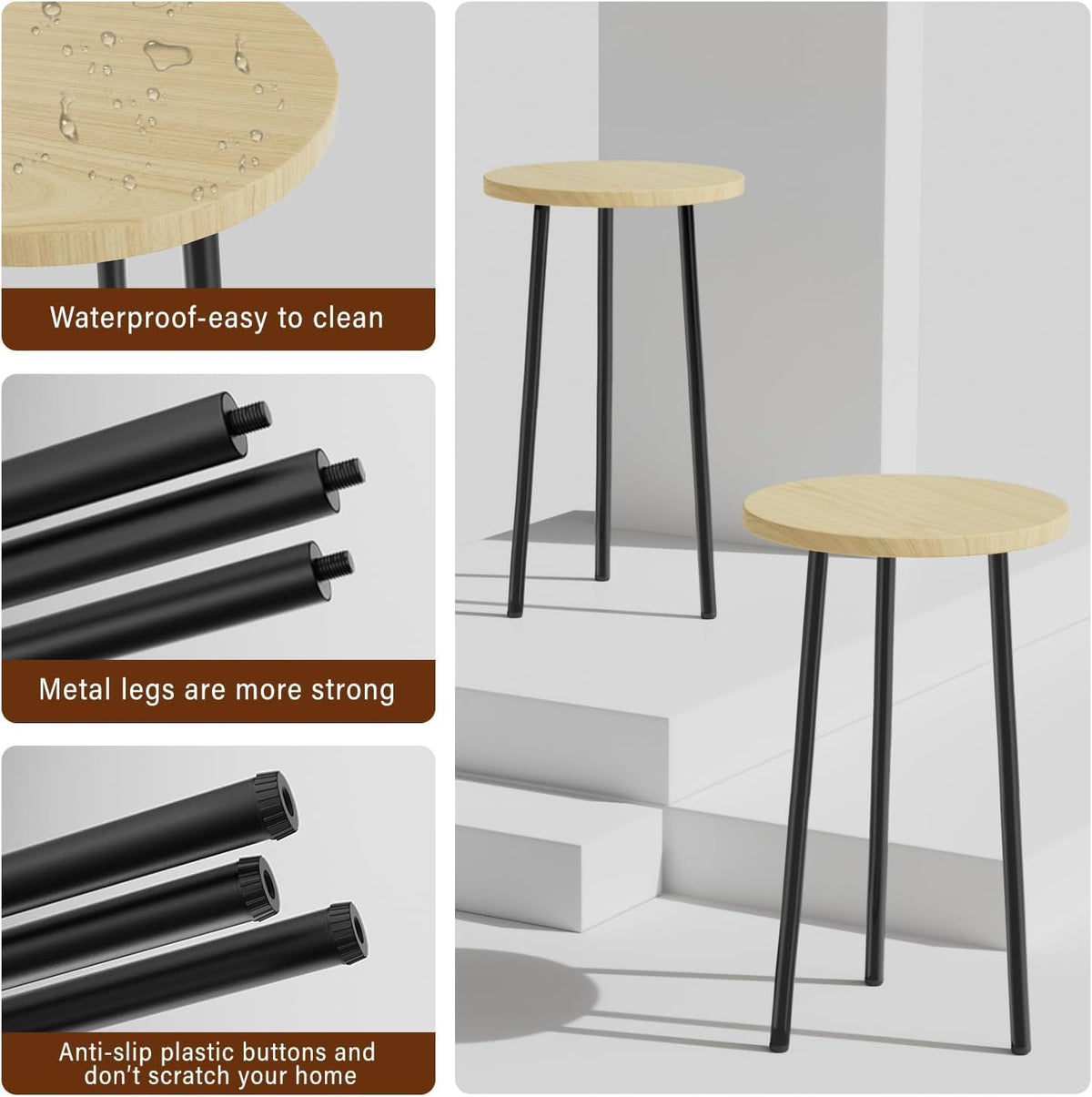 Plant Stand Indoor Outdoor: 2 Pack Indoor Plant Stand 20'' Convertible Multi-purpose Holder - Mid Century Modern Decor