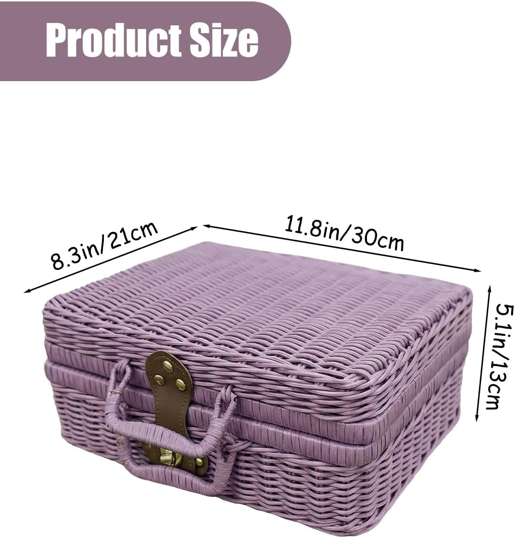 Imitation Wicker Picnic Basket / Purple